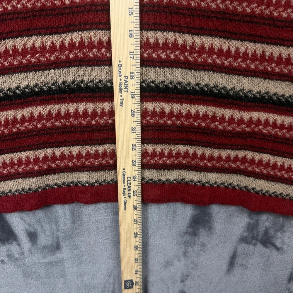 Sweater Mens XL Red Fair Isle Striped Knit Crewneck Pullover Vintage
